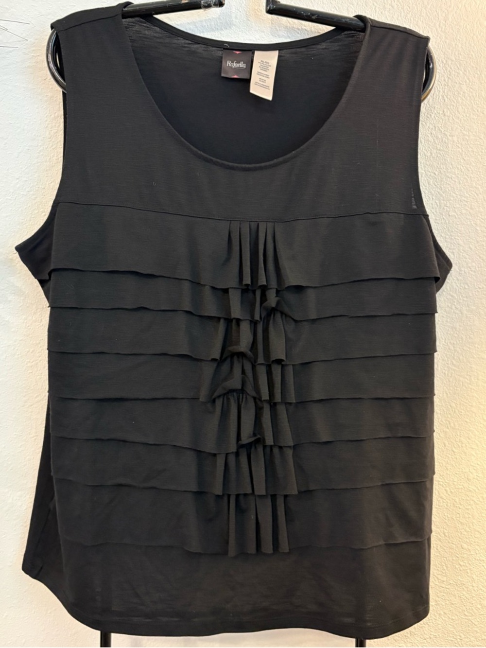 Rafaella Black Sleeveless Ruffle Tier Tank